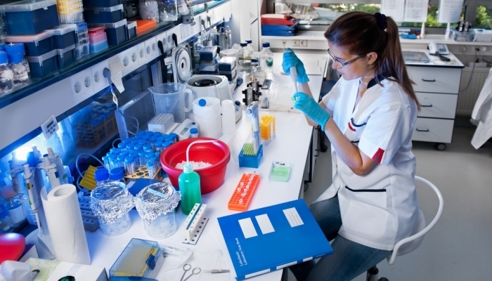girl working in a lab