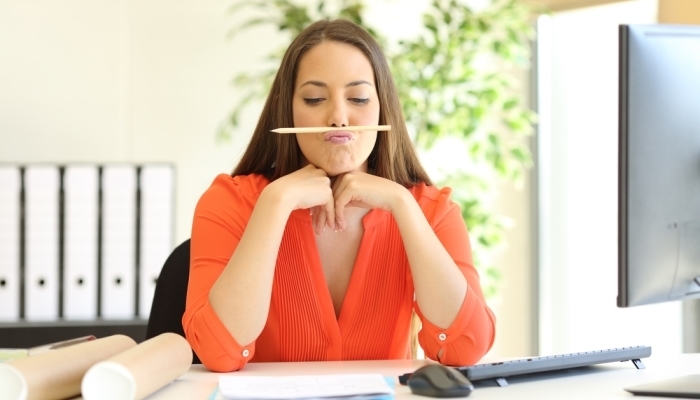 woman playing at work