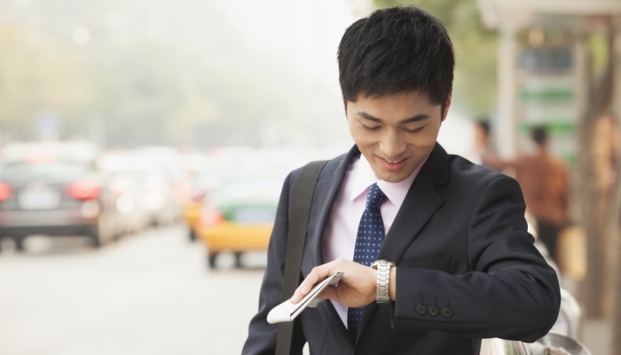 man checking the time