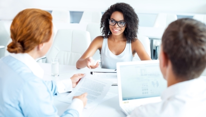 young woman in job interview