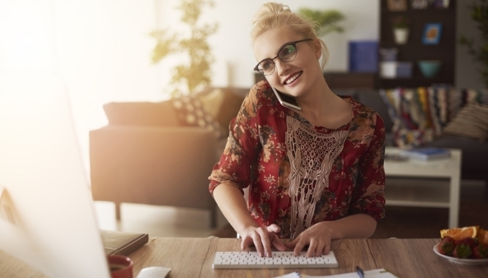 girl working on computer