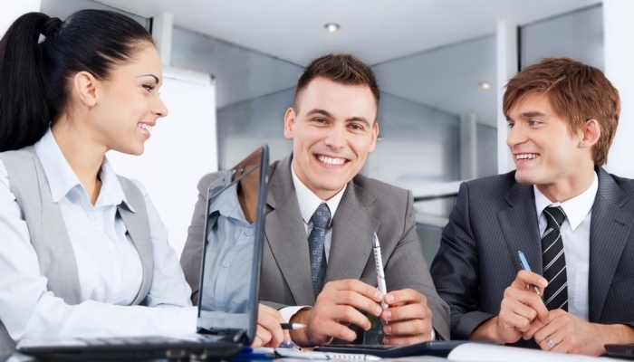 Group of business people happy smile work together