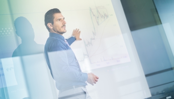 businessman giving presentation