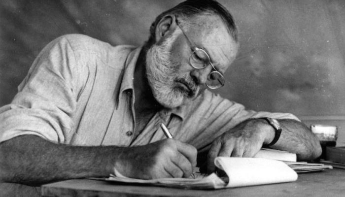Ernest Hemingway writing