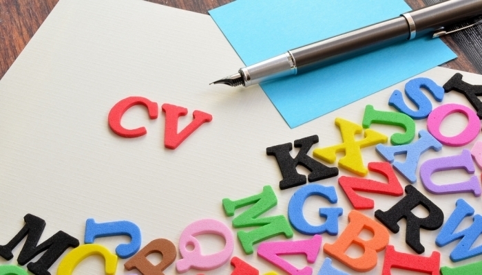 Letters of the alphabet spelling CV