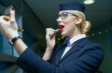 flight attendant with perfect uniform