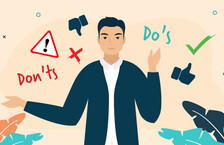 Illustrated man pointing at tips