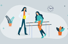 Illustration of a physiotherapist working with a female patient
