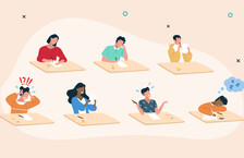 Illustration of students sitting an exam