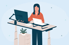 Illustration of a woman working at her standing desk
