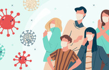 Illustration People Face Masks Virus Pandemic