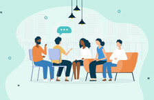 Illustration of a group of people having a serious discussion