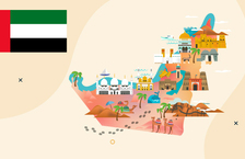 Illustration of the UAE and flag.