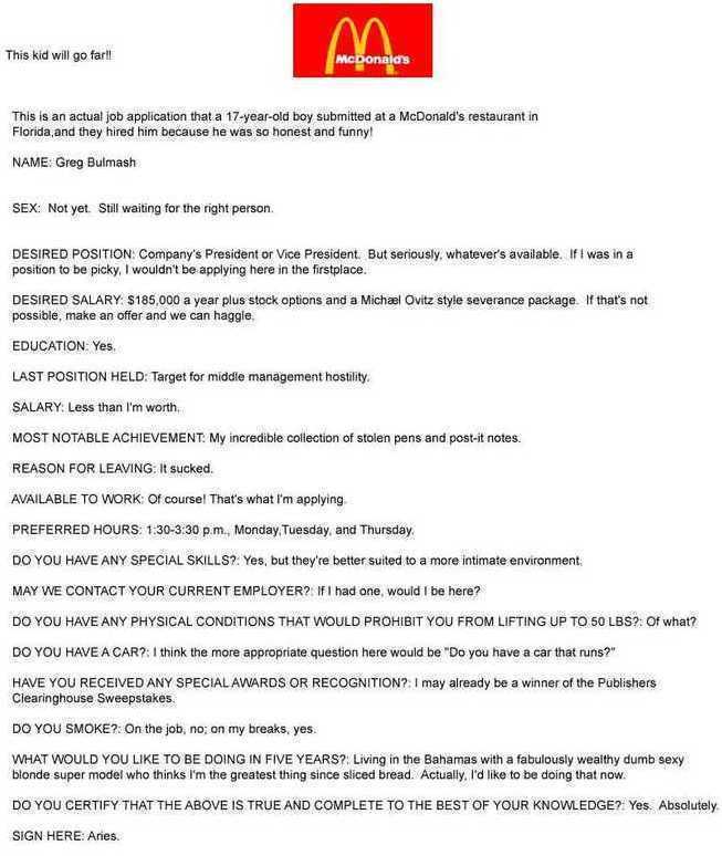 funny resumes