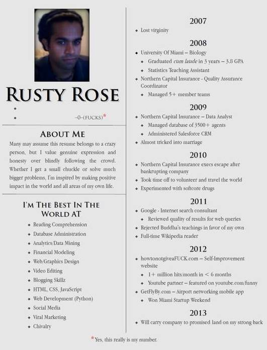 20 of the funniest resumes and cvs you ll ever see examples of bad resumes